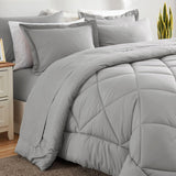 Full Comforter Sets Light Grey - 7 Pieces Bed in a Bag Full, Luxury Soft Bed Set for All Seasons
