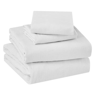 100% French Flax Linen - Sheet Set - French Flax Washed Linen - White - Set Includes: Flat Sheet