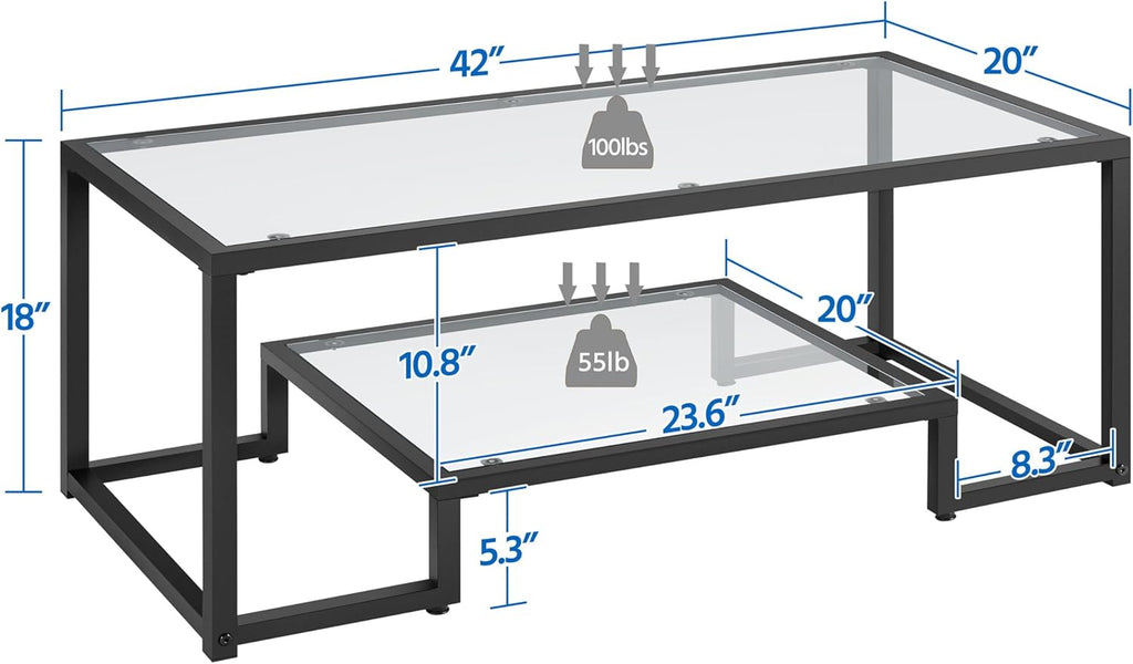 Coffee Table, Tempered Glass Coffee Table