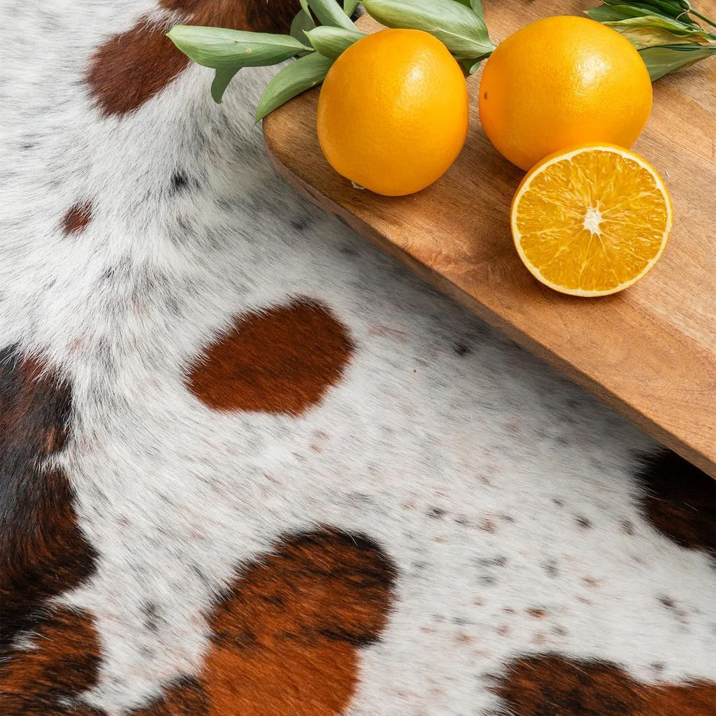 100% Genuine Brazilian Cowhide Rug - Tricolor White - Luxury Cowskin Cow Hide Leather Area Rug Home Decor (X-Large) 7