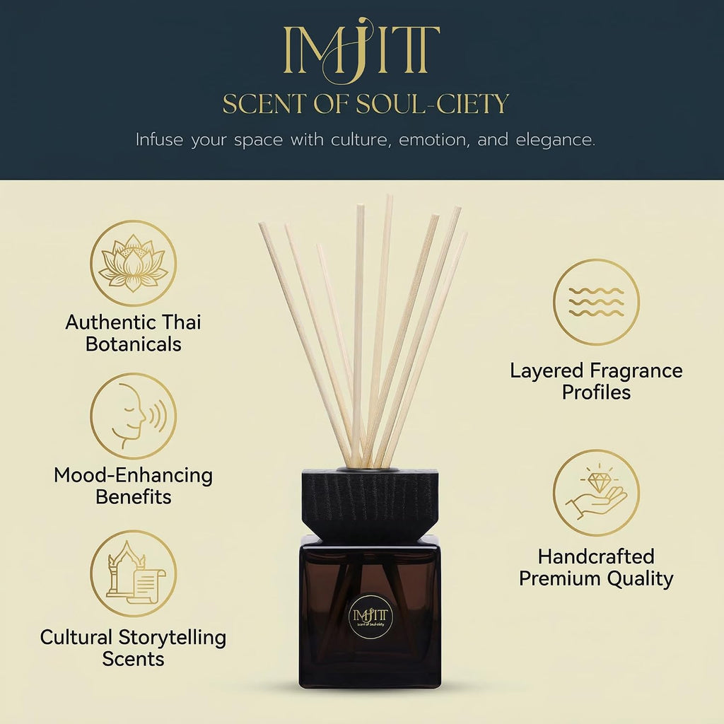 Manee-Chan by : Authentic Thai Aromatherapy Diffuser & Premium Reed Diffuser Set. Refreshing Peppermint, Lily