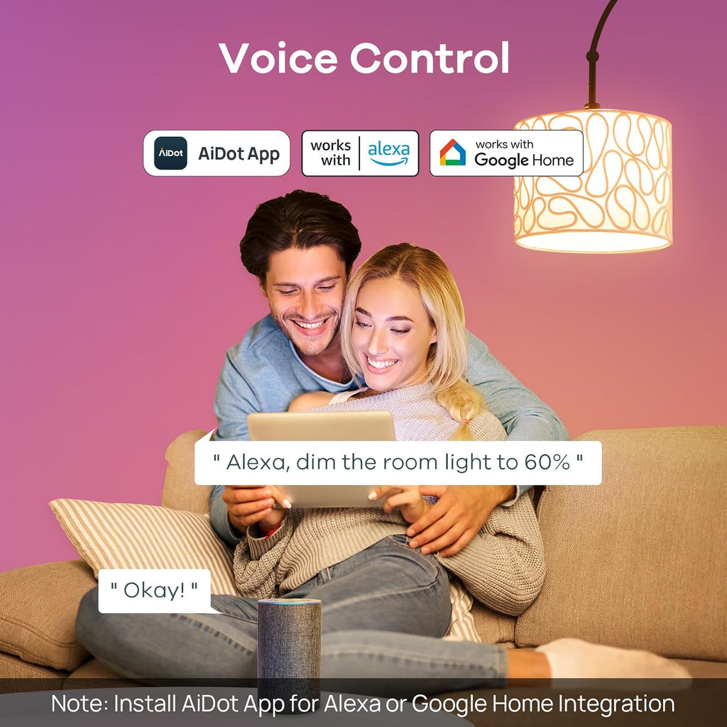 Smart Light Bulbs, Smart Bulb that Work with Alexa, Google Home, , LED Light Color Changing, A19 E26 Dimmable
