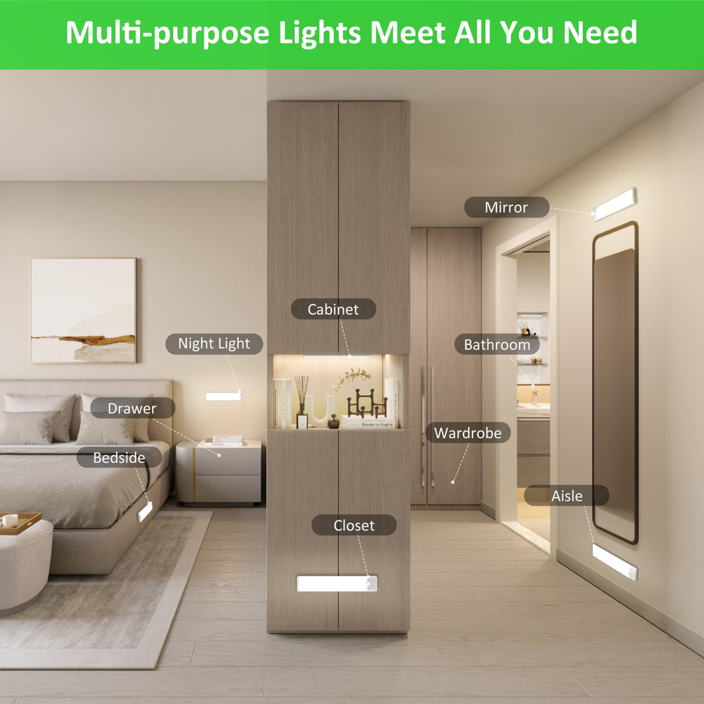 Motion Sensor Under Cabinet Lights, 3-Pack, Neutral White, 12 inch