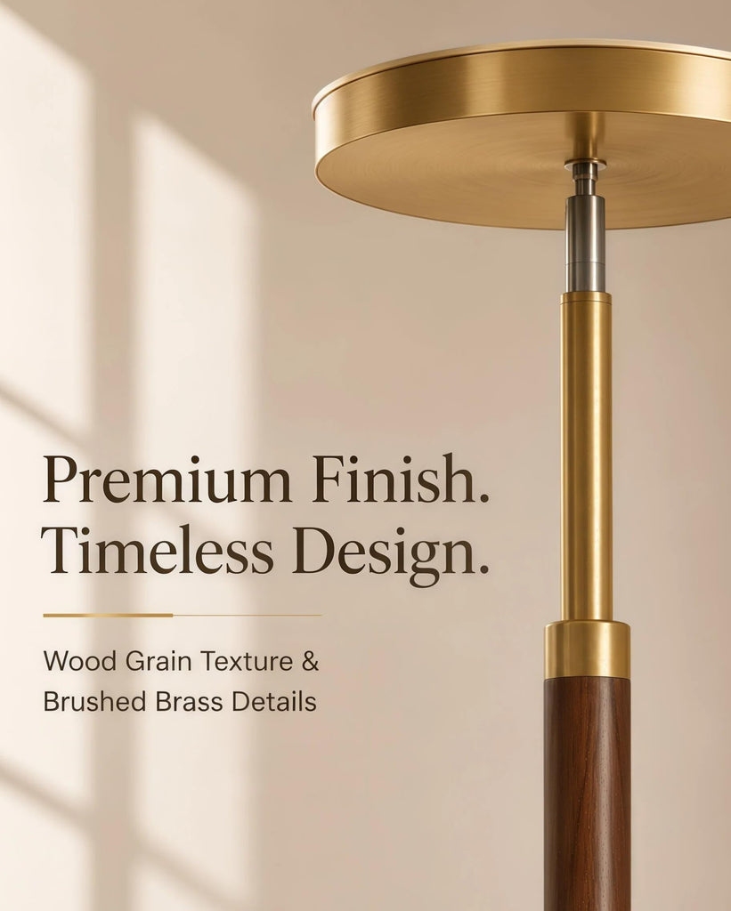 Wood LED Torchiere Floor Lamp with Remote, 3000LM Dimmable