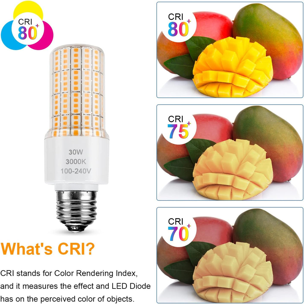Led Light Bulb Equivalent 250w 2pcs Super Bright Led Bulbs, 3750 Lumen 3000k Warm Daylight White 30w Waterproof Led