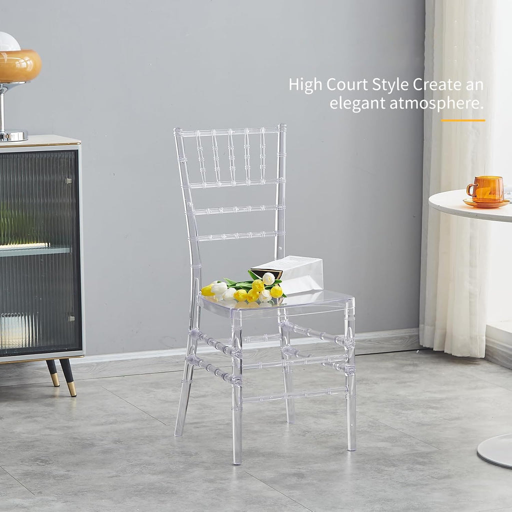 Clear Ballroom Chairs 2 Pack, Transparent Acrylic Plastic Chair