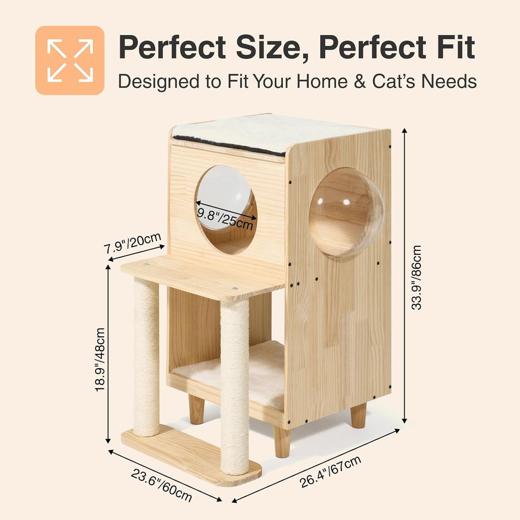 Dog Proof Cat Feeding Station Elevated Food Table with Scratch Posts