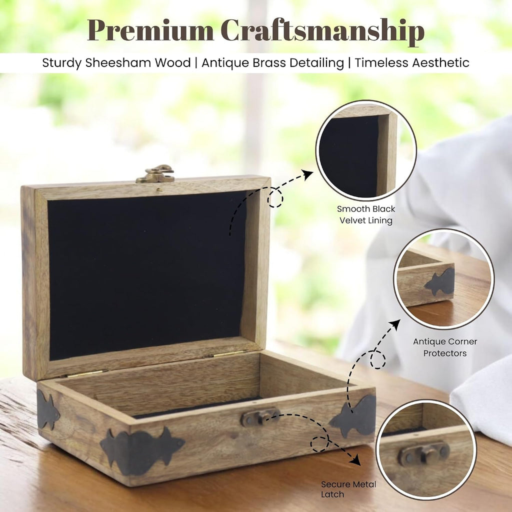 Handmade Wooden Jewelry Box with Tree of Life Engraving - Antique Handcarved Keepsake Organizer for Women & Men