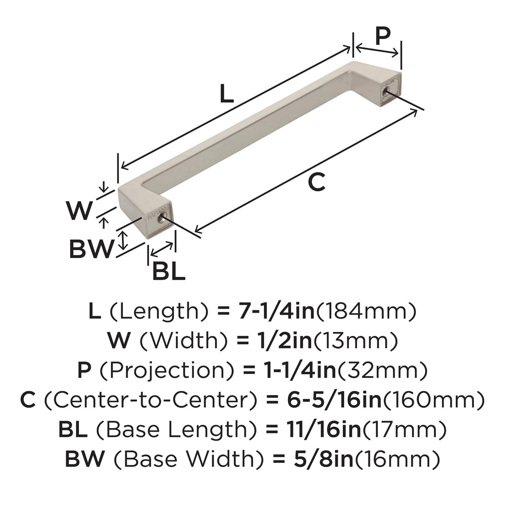 6-5/16" Blackrock Polished Nickel Drawer Pull