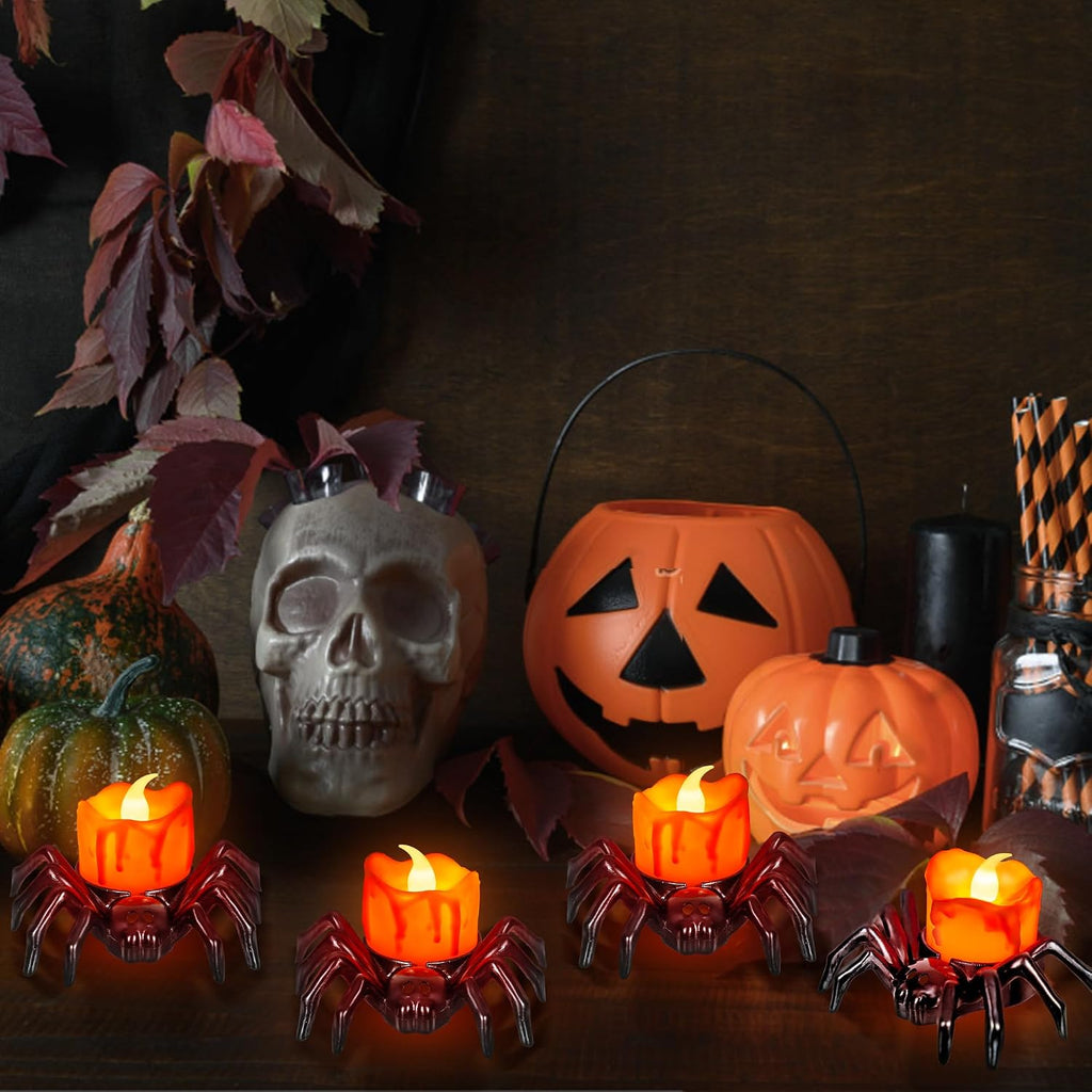 Halloween Tea Lights Candles, Battery Operated Flameless LED Candles - Set of 6