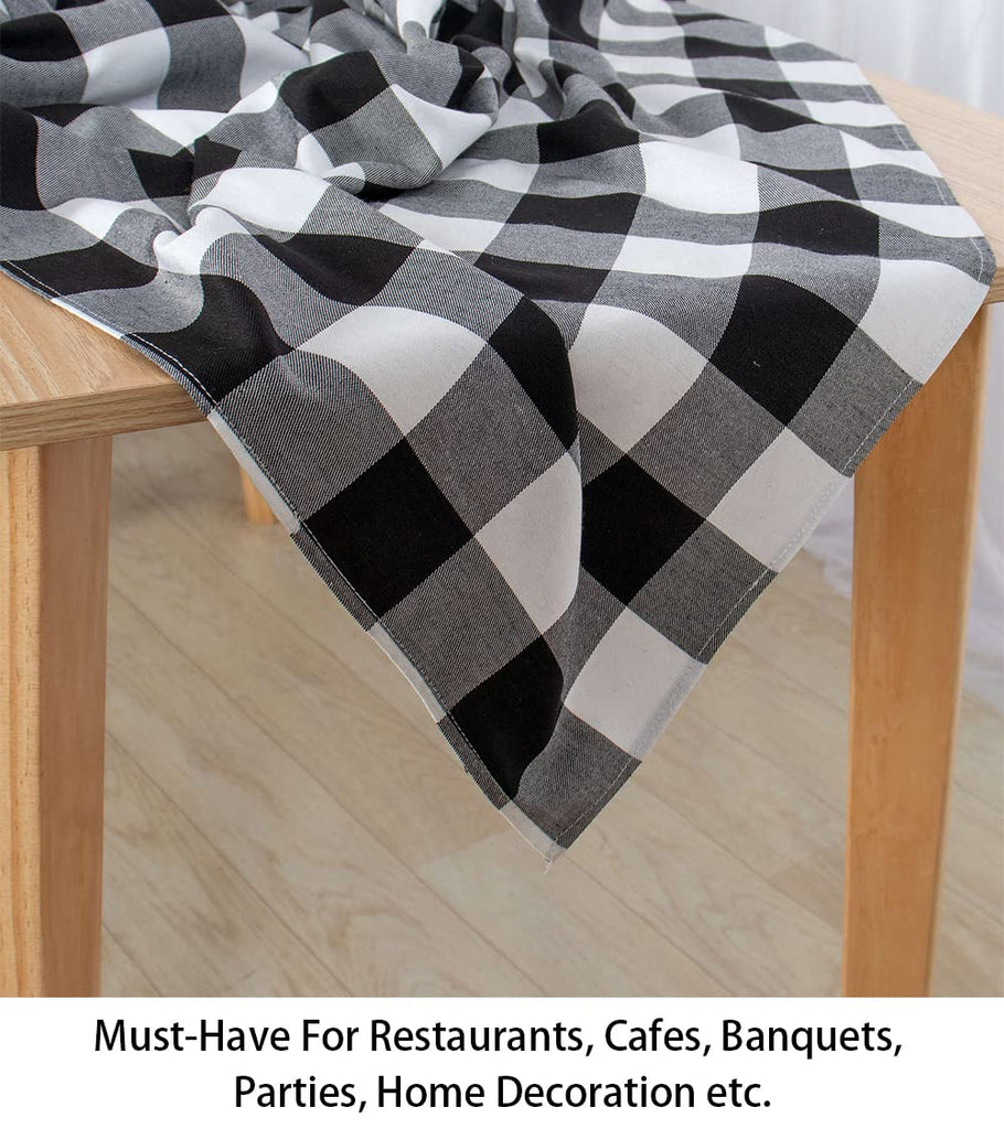 Checked Square Tablecloth 54x54-Inch Black and White Buffalo Plaid Tablecloth Washable Cotton Table Cover Gingham