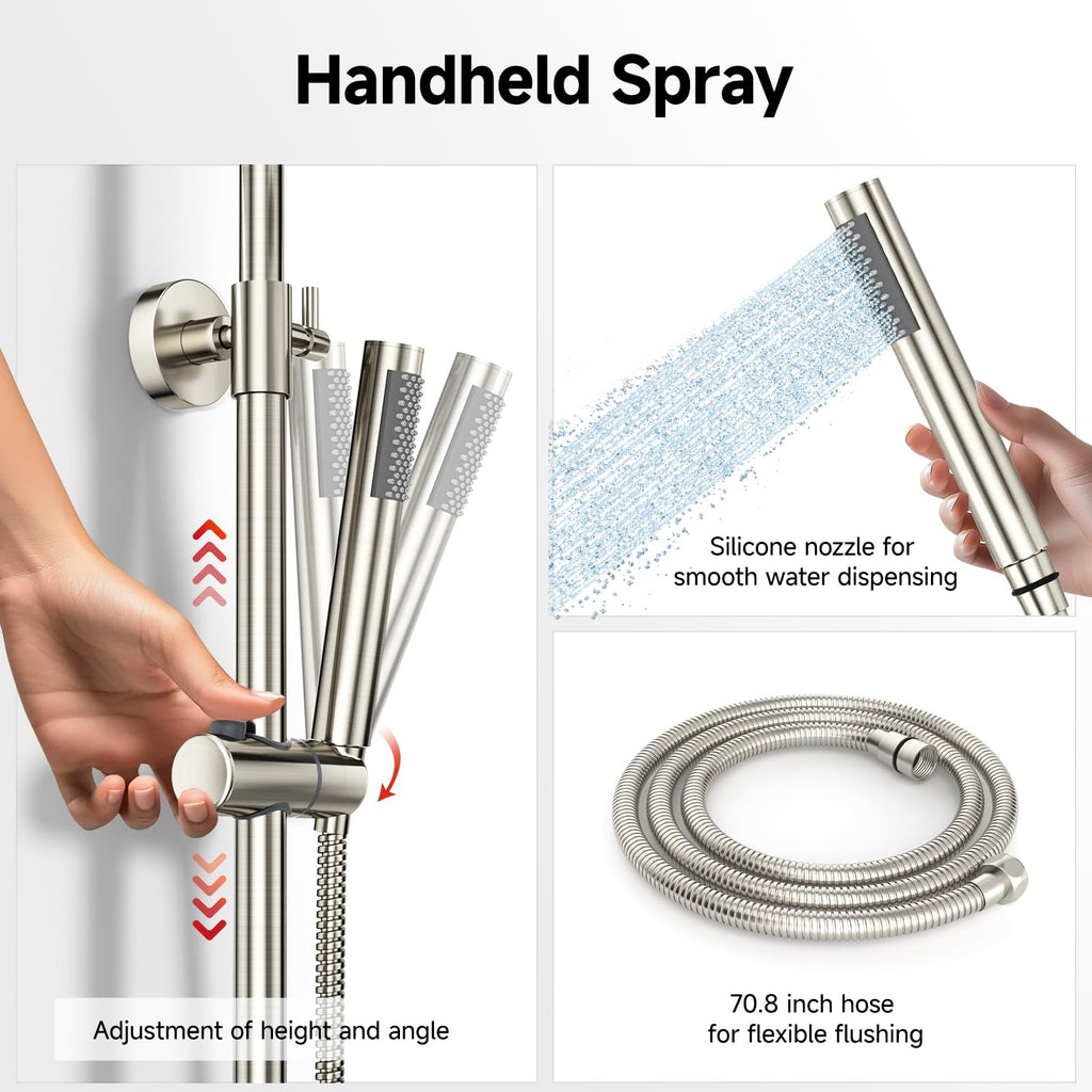 Outdoor Shower Kit with Brass Valve, 10 Inch, Brushed Nickel