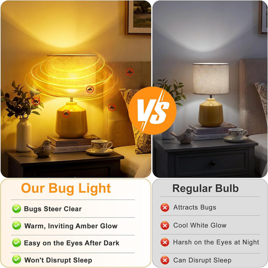 9W LED Yellow Bug Light Bulbs Outdoor Indoor, 2100K Amber Bulbs