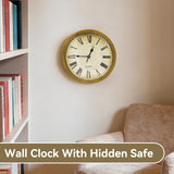 Wall Clock with Hidden Safe, Vintage Wall Clock Diversion Safe Simple Style Plastic Wallclock Valuables Diversion Safe for Money Cash...