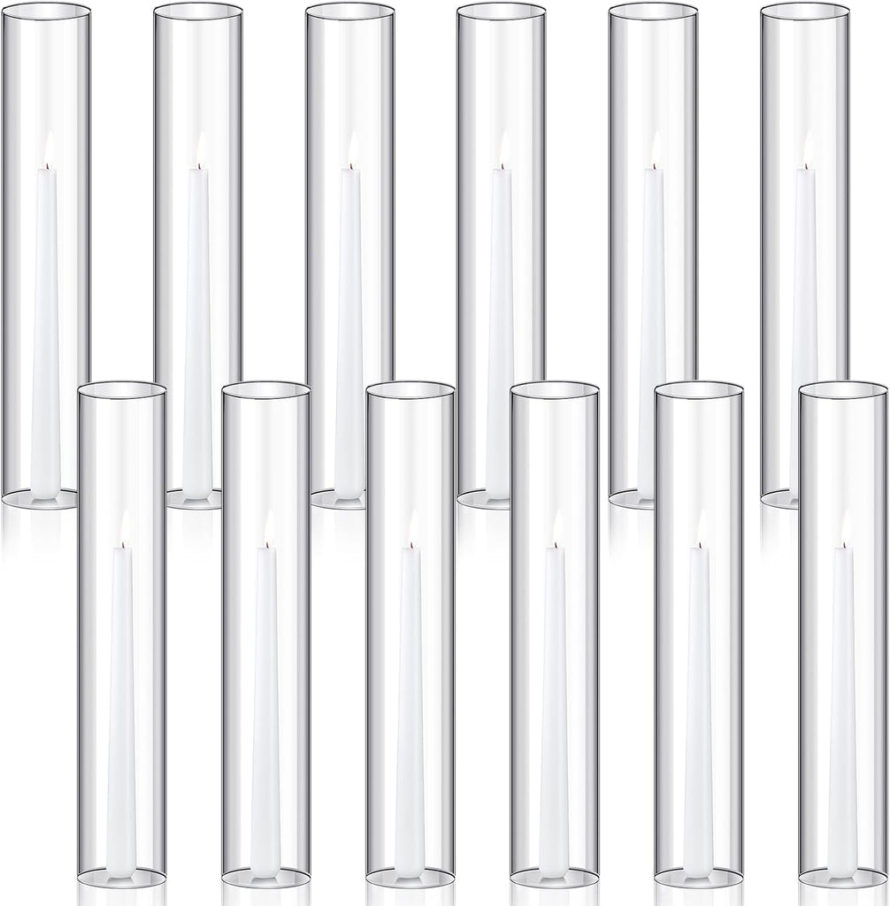 48 Pcs 2.5" W x 14" H Hurricane Candle Holder Sleeve Bottomless Glass Cylinder Candleholder Tall Candle Glass Cover