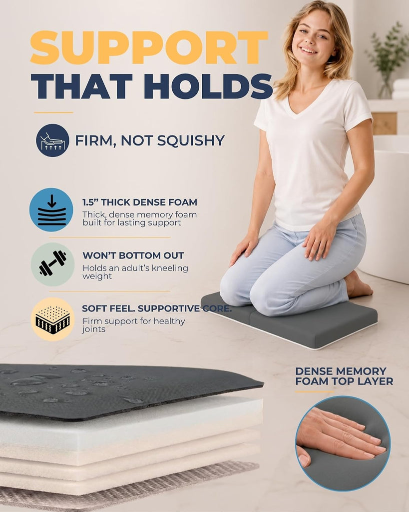 Comfortable Baby Bath Kneeler and Elbow Rest Pad Set - 1.5 Inch, Dark Grey
