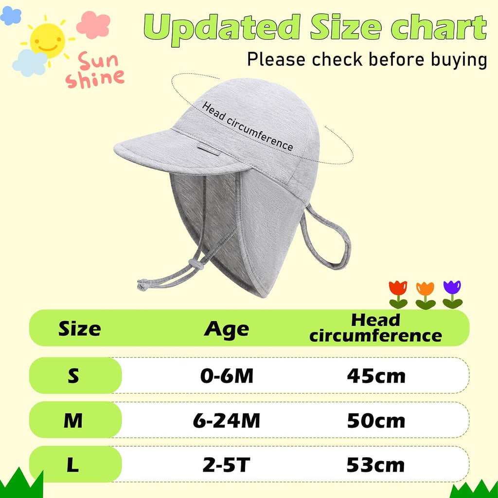 UPF 50+ Baby Sun Hat, Ear & Neck Protection for Toddlers