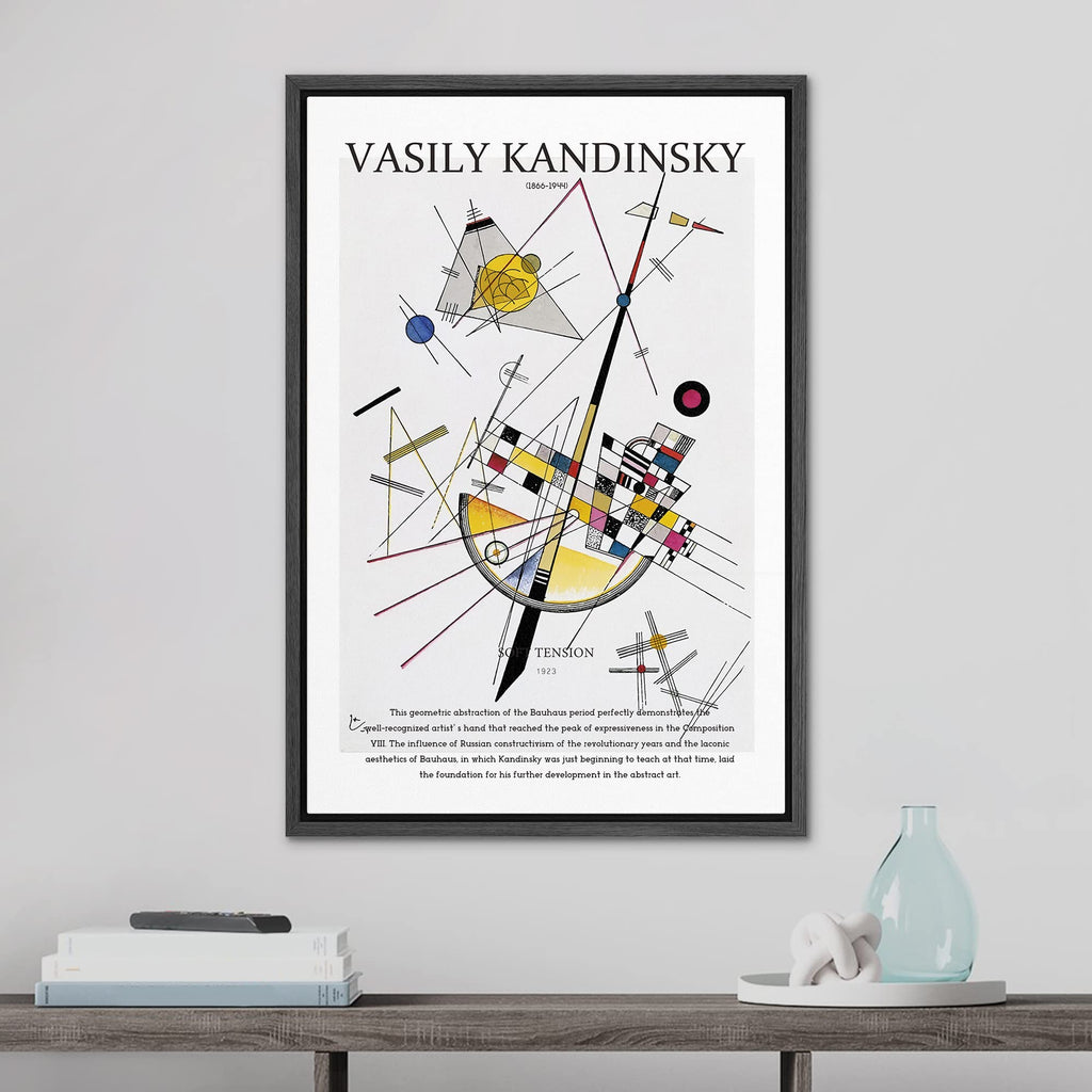 Framed Canvas Print Wall Art Kandinsky Geometric Polygons Block Abstract Shapes Illustrations Fine Art Contemporary