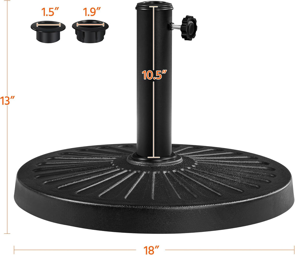 18'' 26.5lbs Outdoor Patio Umbrella Base Round Heavy Duty Umbrella Stand Pool & Garden, Black