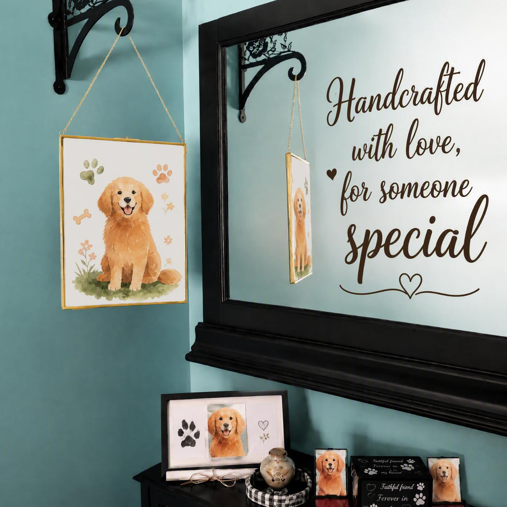 Brass Hanging Photo Frame, 11x14 Inch Double Glass Floating Display for Pressed Flowers, Large Picture Artwork