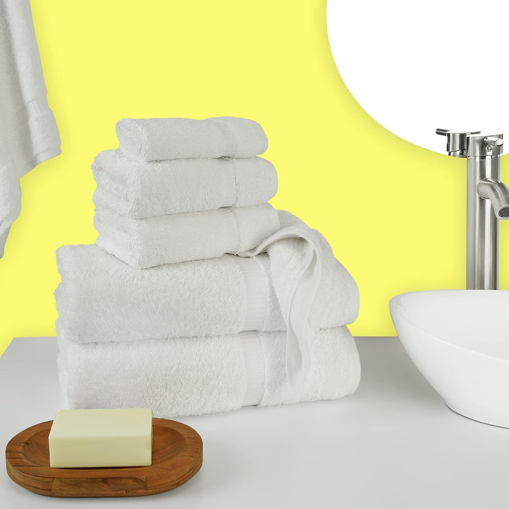 Luxury Spa and Hotel Quality Premium Turkish Cotton 6-Piece Towel Set (2 x Bath Towels, 2 x Hand Towels, 2 x