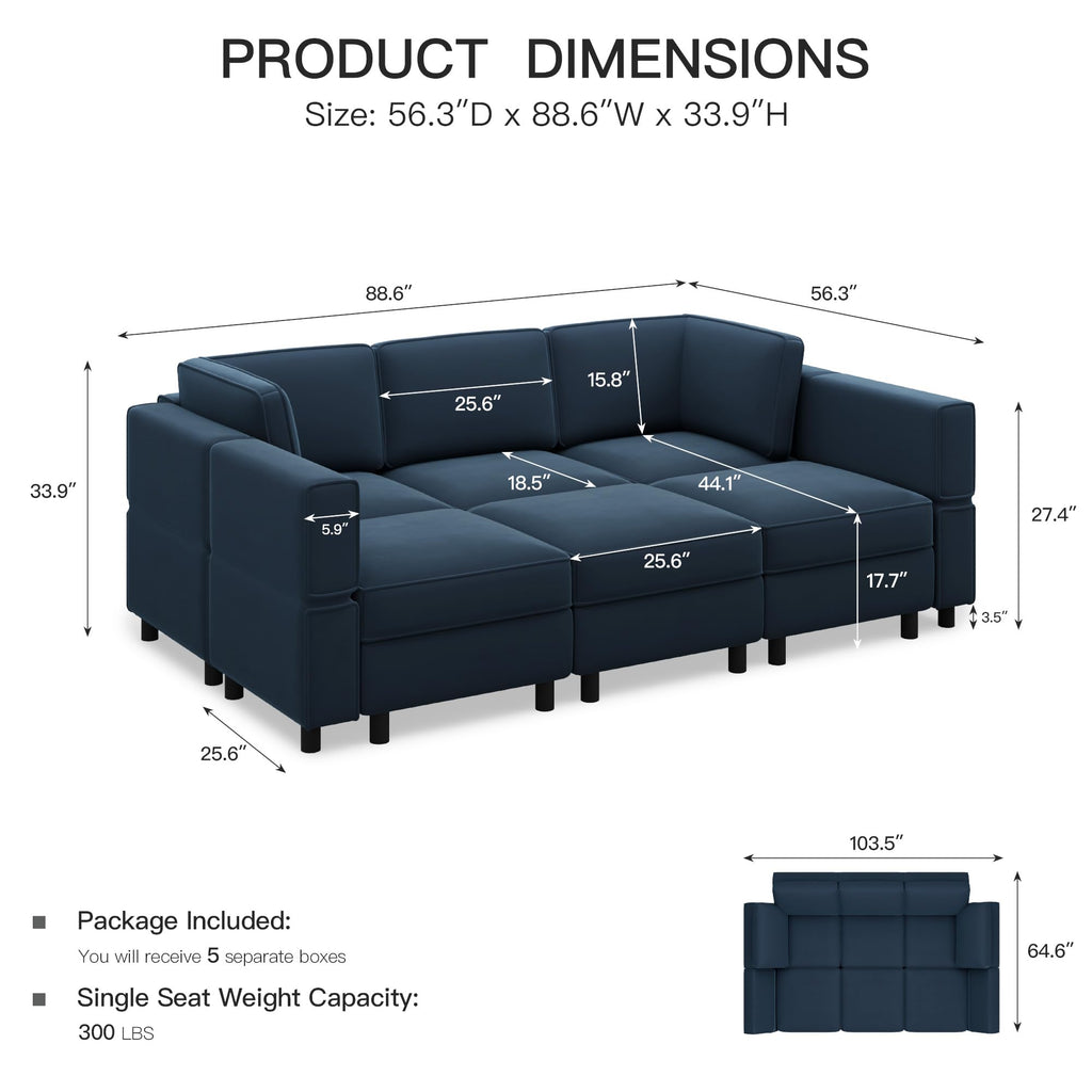 Modular Velvet Sectional Sofa with Chaise Lounge Sectional Sleeper Sofa with Storage Chaise Bed Couch Blue