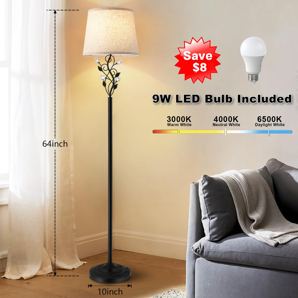 65'' Floor Lamp, Farmhouse Standing Lamp, Black