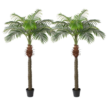 2 PCS Fake Palm Tree 7 FT, Tall Artificial Palm Trees for Outdoor Indoor Decor, Faux Phoenix Palm Plants for Outside
