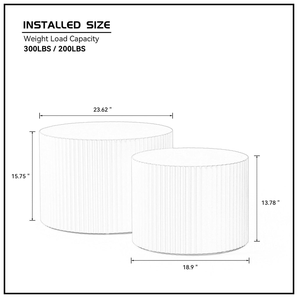 Nesting Coffee Tables Set of 2, 23.6" Round Coffee Tables