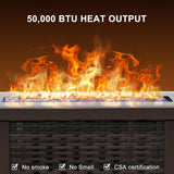 42 Inch Propane Fire Pit Table, 50,000 BTU Outdoor Gas Fire Pits with Removable Lid, 2 in 1 Rectangular Firepit Table for Outside Patio Deck and - Image 2