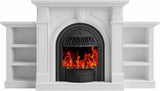 80 Inch Electric Fireplace TV Stand with Mantel, Birdcage-Style Fireplace Heater and Carved Column Design, Entertainment Center for Living Room or Bedroom, Black