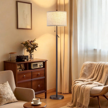 Marble Floor Lamp, Adjustable Height Standing Lamp with Marble Base Tall Lamp with White Shade Floor Lamps Bulbs Not