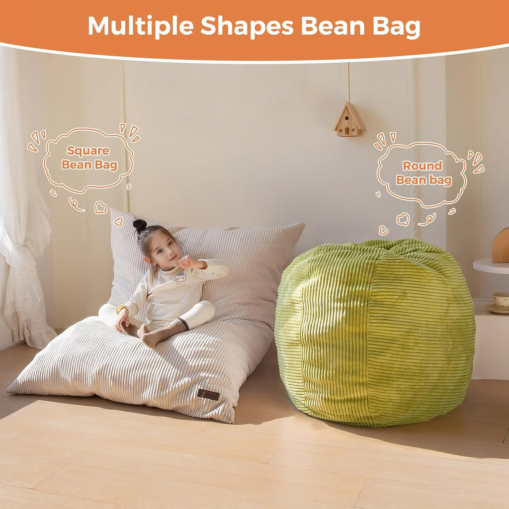 3 in 1 Kids Bean Bag Chair, Comfy Floor Sofa with Removed Cover