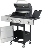 3-Burner Propane Gas Grill with Side Burner, 37,230 BTU BBQ Grill with Enameled Cast Iron Grates and Stainless Steel Body for Outdoor Cooking