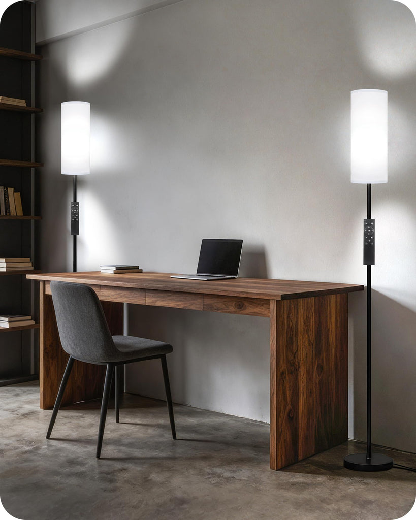 Set of 2 Dimmable Floor Lamps with 2 Remotes and Foot Switch, 64.4"Modern Standing Tall Lamp, Corner Lamp, Bulb