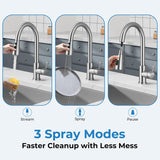 Kitchen Faucet with Pull Down Sprayer, VFAUOSIT Lead-Free Kitchen Sink Faucet Brushed Nickel Stainless Steel High Arc