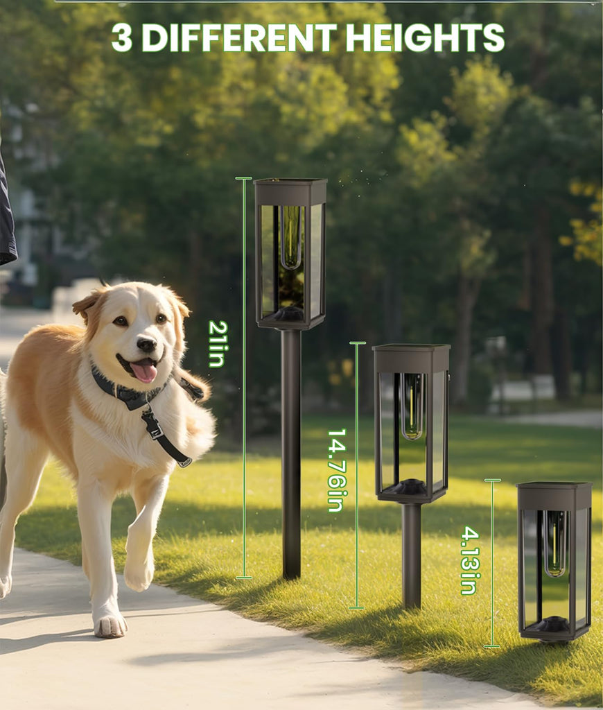 Solar Powered Pathway Lights, 4 Pack, 3 Heights, Cool White, IP65