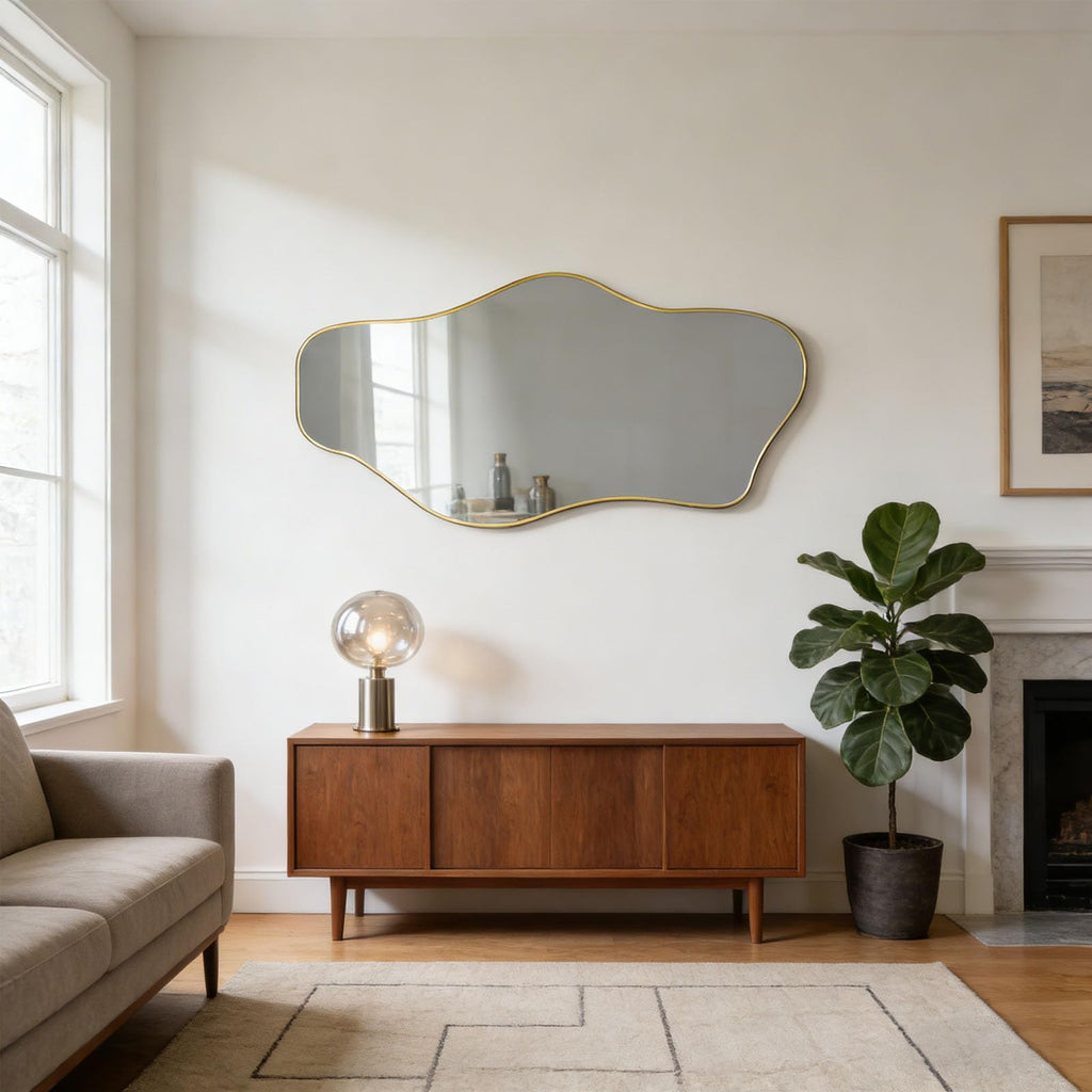 47"x24" Irregular Wall Mirror, Asymmetrical Frameless Mirror