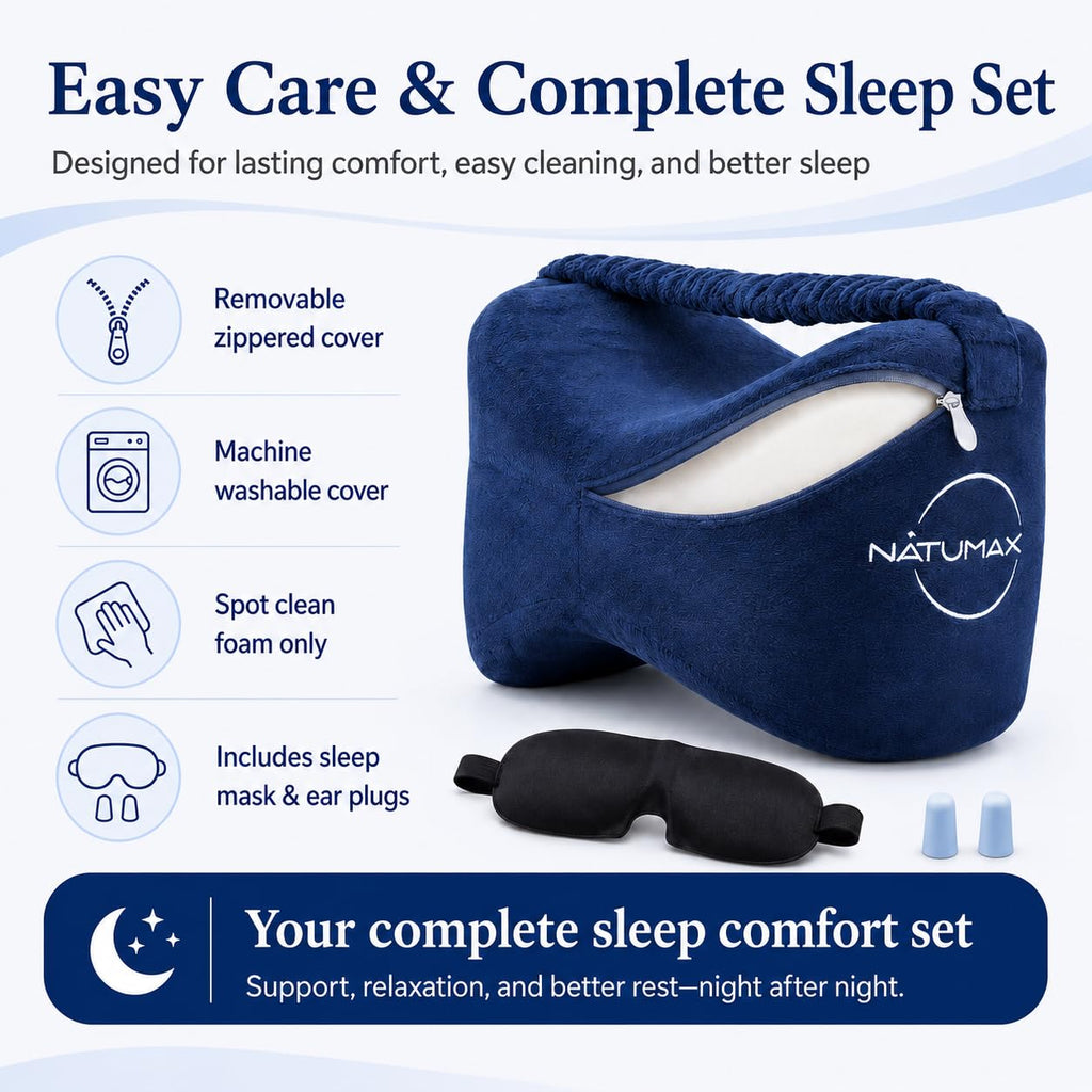 Knee Pillow for Side Sleepers - Relief from Sciatica Pain, Back/Leg Pain, Pregnancy, Hip and Joint Pain Memory Foam
