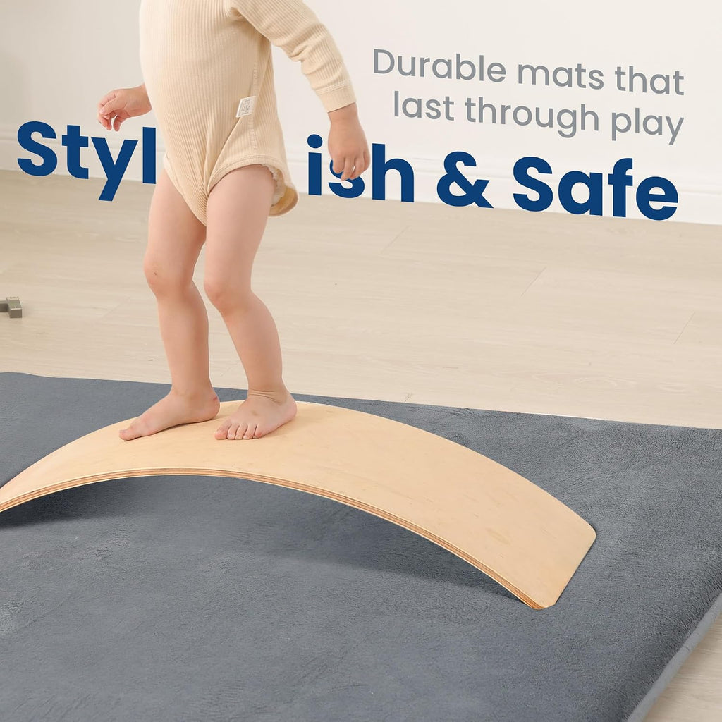 Play Mat for Floor, Thick 74"×50" Playpen Mat (Dark Grey)