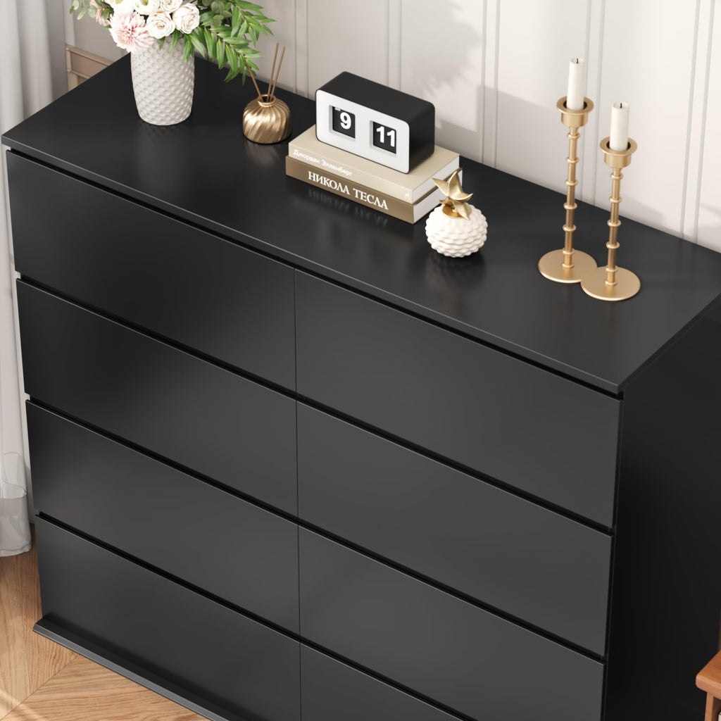 Black Dresser, Dresser, 8 Drawer Chest of Drawers