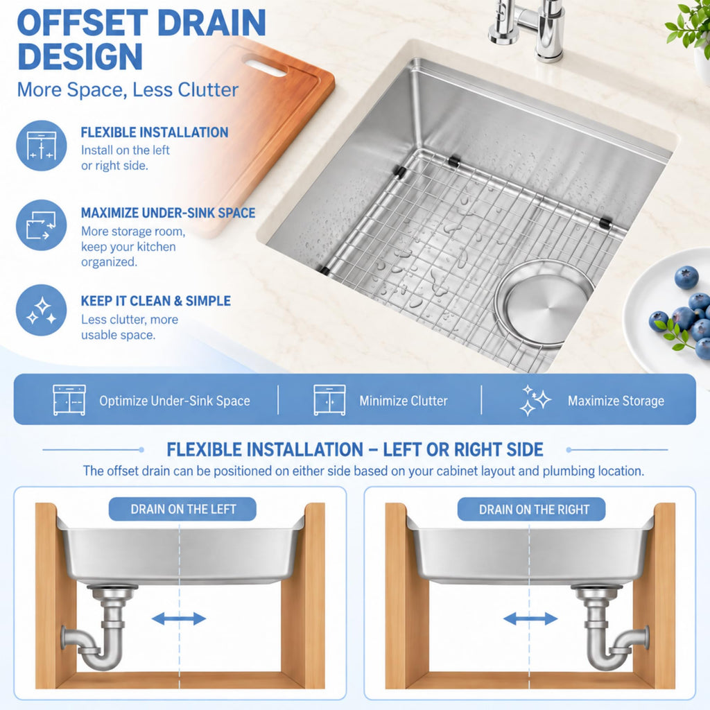 Undermount Bar Sink 16" X 18", Wet Bar Prep Sink with Workstation