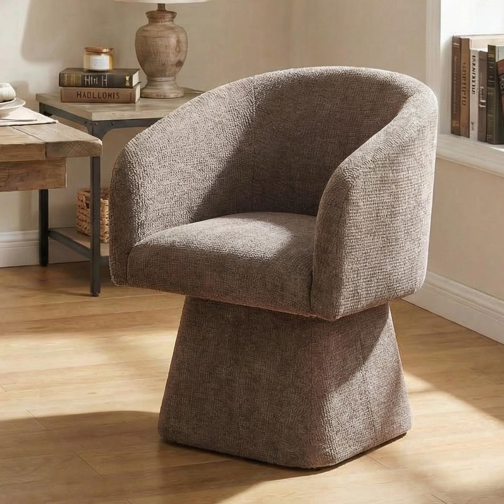 Upholstered Swivel Set of 2 with Barrel Back and Arm