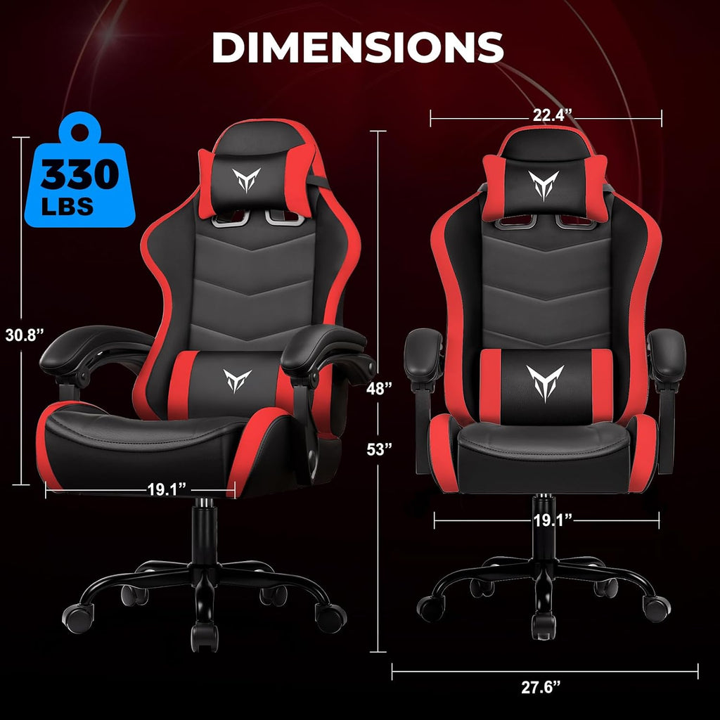 Gaming Chair, Video Game Chairs Racing Style PC Game Chairs 350lbs for Adults - Padded High Back Ergonomic Reclining