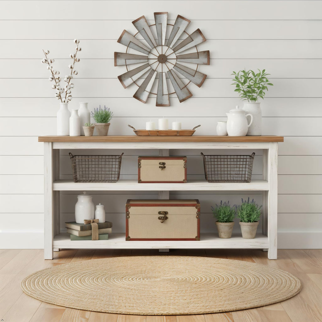 Farmhouse Decorative Storage Trunks Set of 3 Linen and Wood Boho Vintage Boxes with Metal Handles and Clasp, Rustic