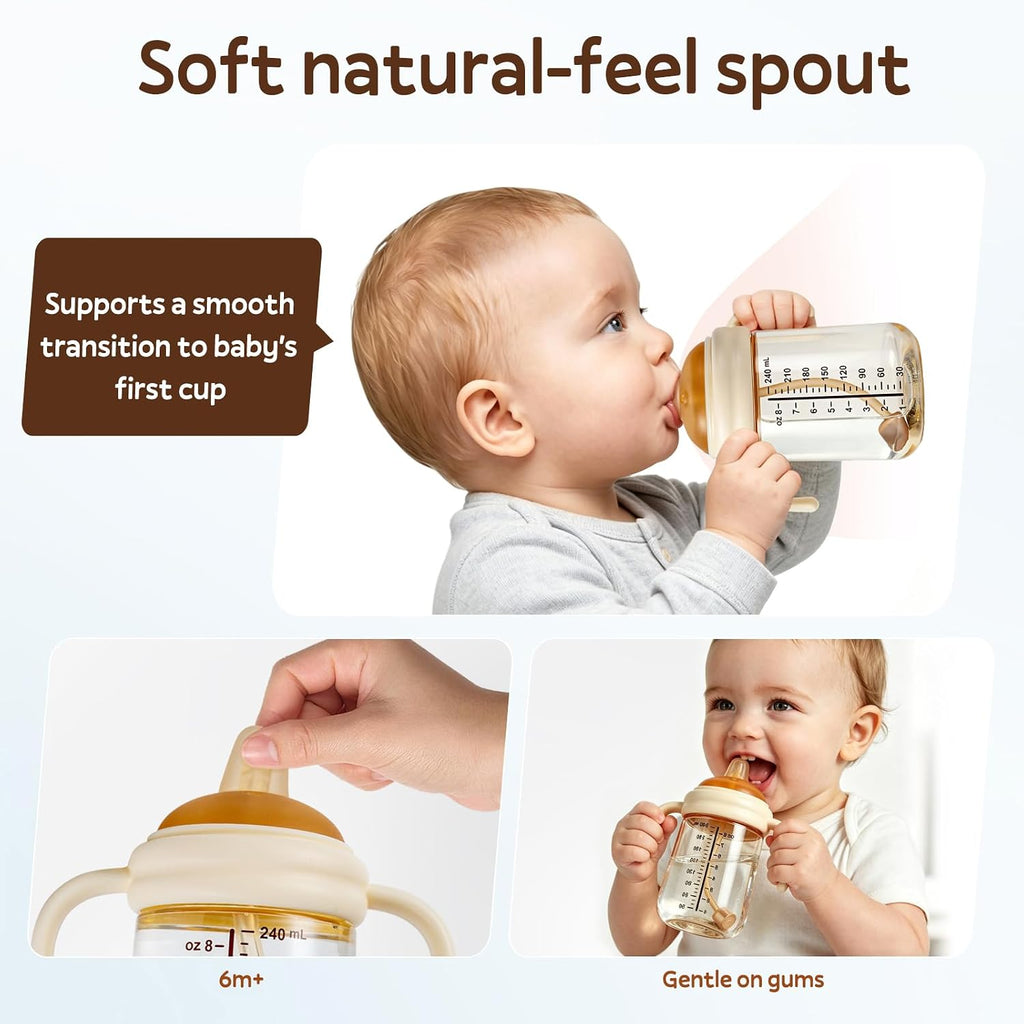 Sippy Cup with Weighted Straw, Baby Training Cup Handles, 8oz, 6M+