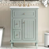 24 Inch Bathroom Vanity with Sink, Solid Wood Bathroom Sink Vanity with Drawers, Freestanding Bathroom Vanities with Adjustable Shelf, Light Green A133-B0FJRLFXJS