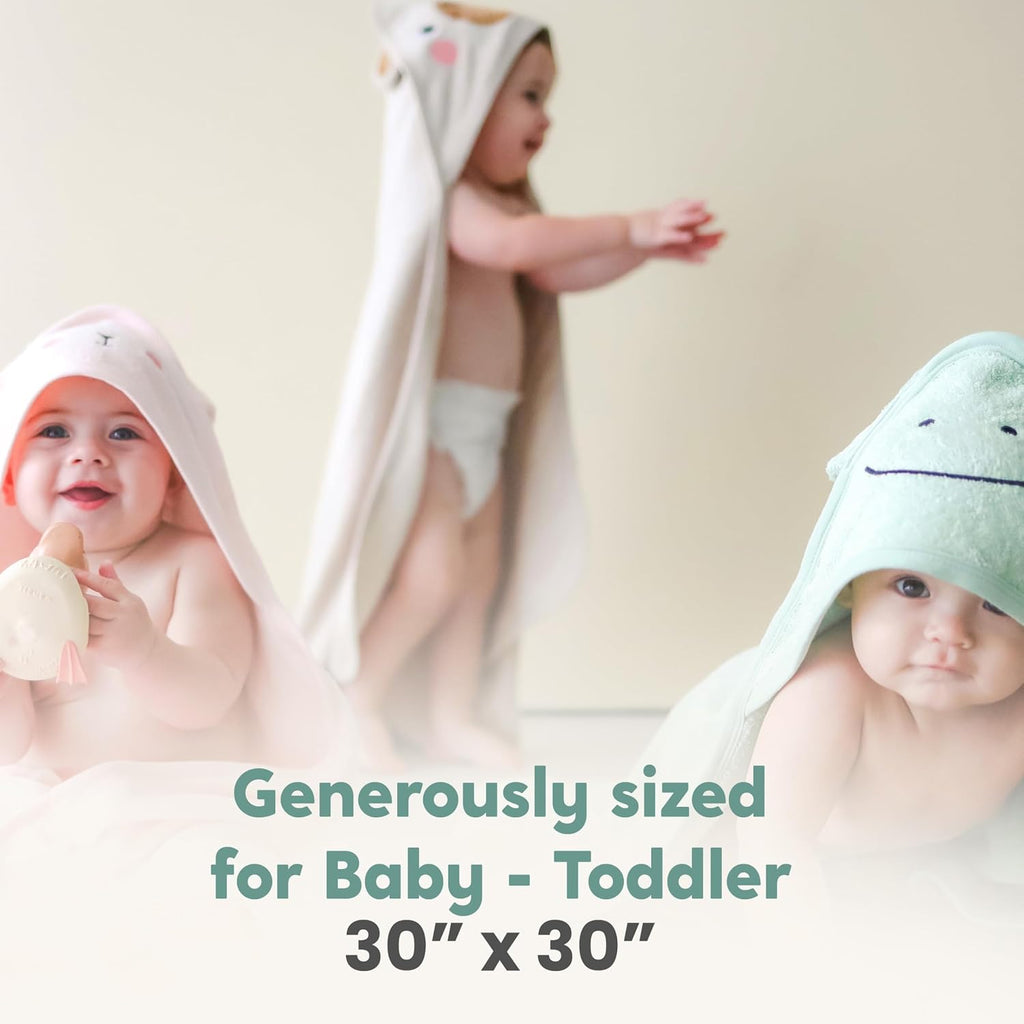 Hooded Baby Towel & Washcloth Set for Toddlers, Cotton Bear Beige
