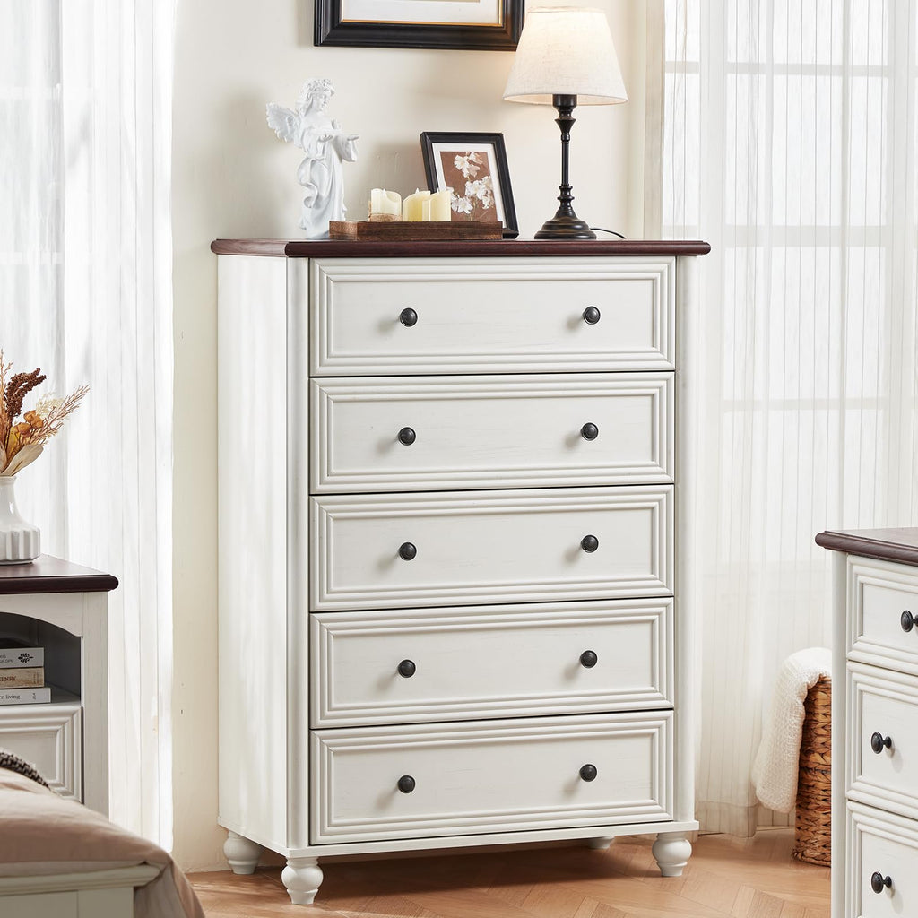 Farmhouse 5 Drawer, 45" Tall Chest of Drawers