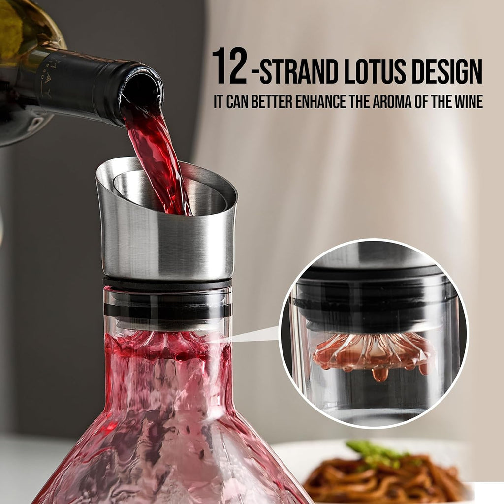 Iceberg Wine Decanter,Red Wine Carafe with Built-in-Aerator,Wine Aerator,Wine Gifts for Christmas,Stainless Steel